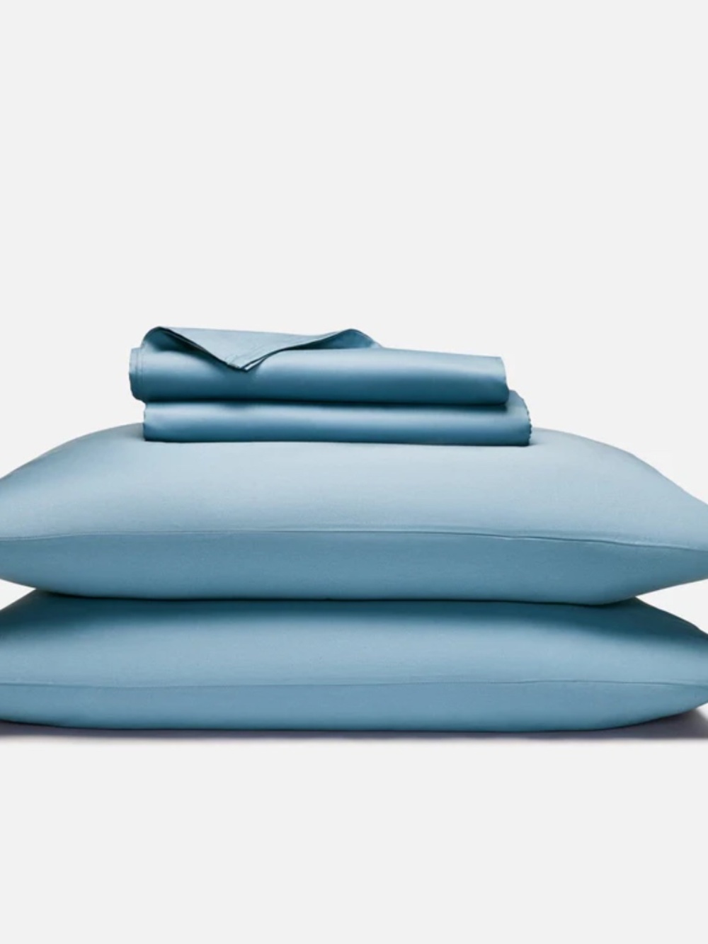 Brooklinen Luxe Sateen Full Size Fitten Sheet and Pillow Cases Set Storm Color